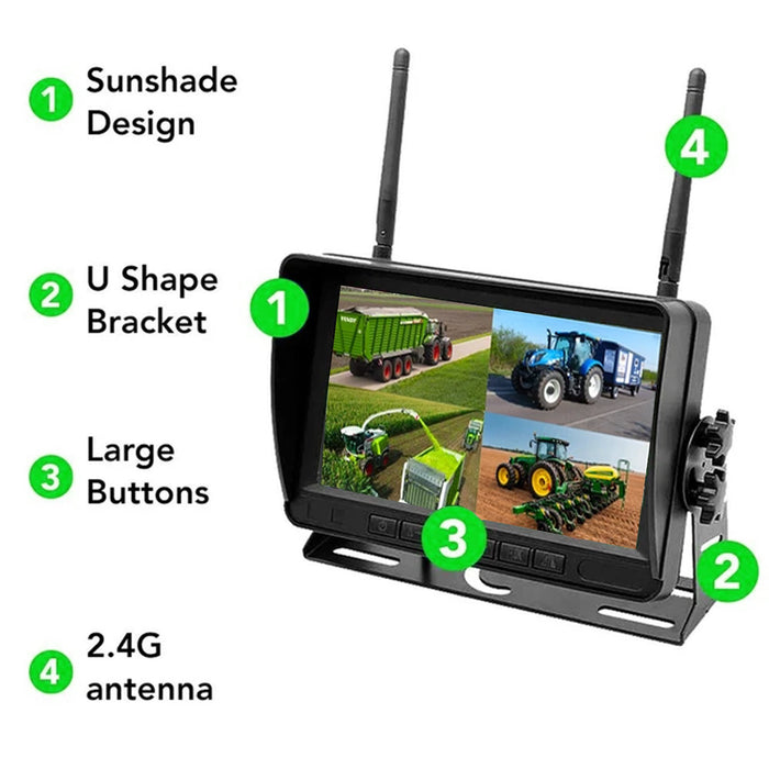 Agri Cam System 2-4 Cam Wireless Backup Cam, 7" LCD ONLY