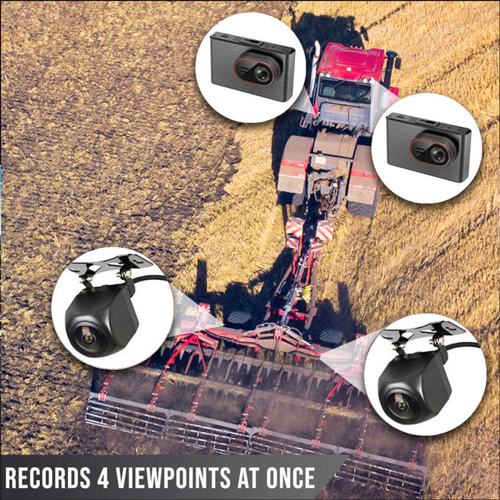 Agri-Farming 2K Quad (4) Pinnacle Touch Screen WIFI Dash Cam System