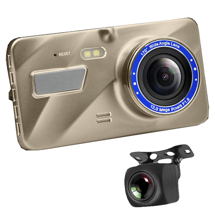 Prime Gold Dual DVR Dash Cam with Touch Screen - 4th Gen 2 Cam System