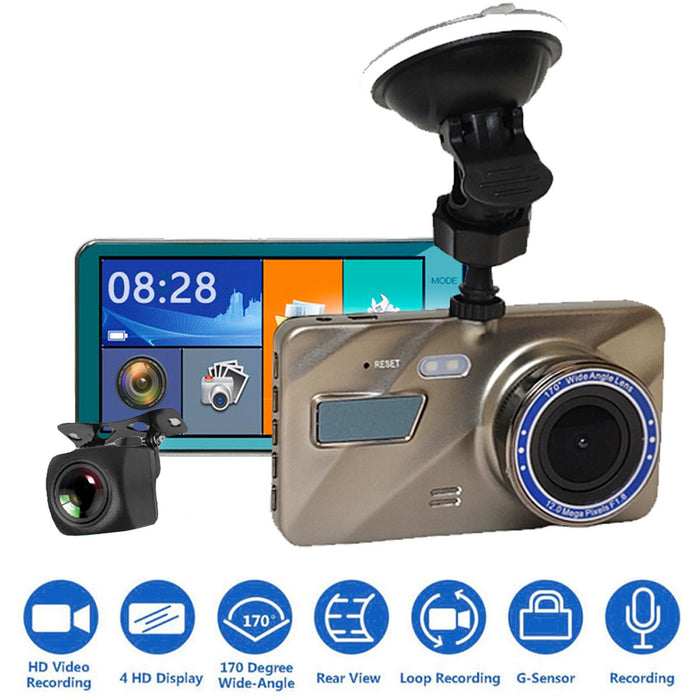 Prime Gold Dual DVR Dash Cam with Touch Screen - 4th Gen 2 Cam System