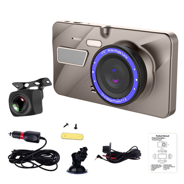 Prime Gold Dual DVR Dash Cam with Touch Screen - 4th Gen 2 Cam System