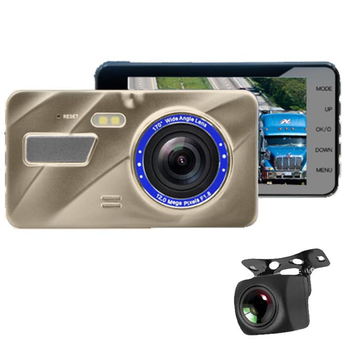 Prime Gold Dual DVR Dash Cam with Touch Screen - 4th Gen 2 Cam System