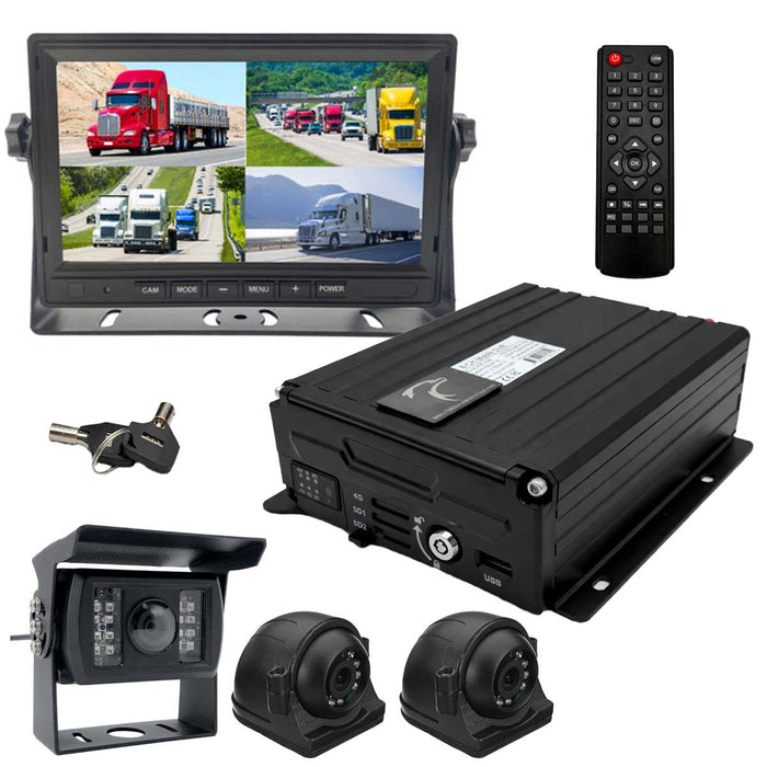 Agri Cam 1080P 3 to 8 Cam MDVR Black Box System w/ 7" LCD with up to 4TB HDD. Tamper-Proof & Heavy Duty System