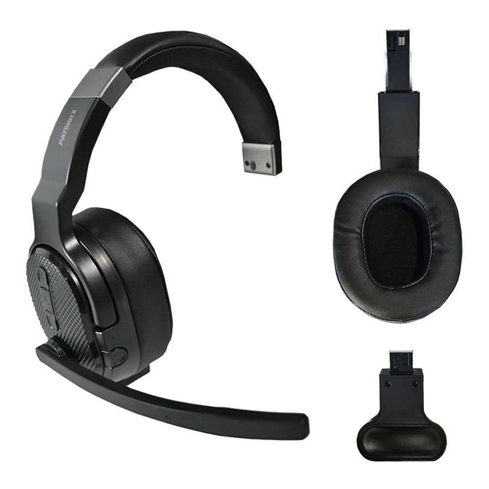 PATRIOTX Convertible Bluetooth Over the Head Headset! Single or Dual Ear Stereo Noise Canceling Headset 200ft+ Range