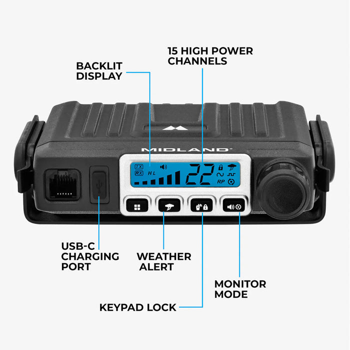 MicroMobile GMRS Two-Way Radio 15 Channels 15W USB-C With Bundle MXT115VP3