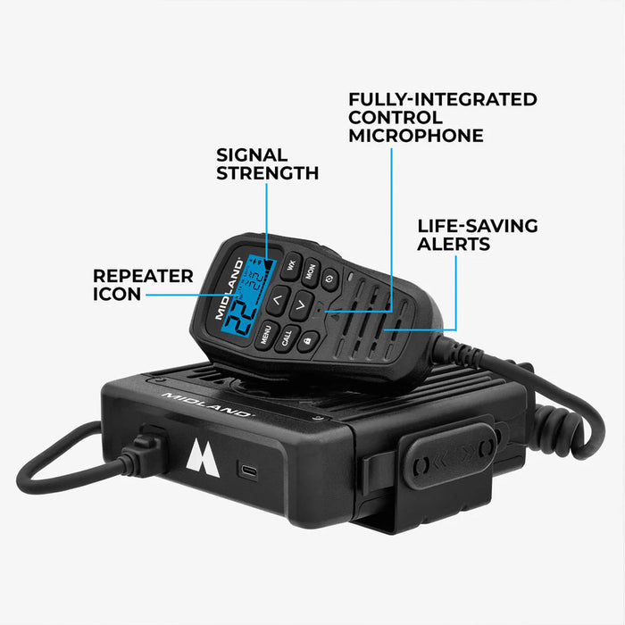 MicroMobile GMRS Two-Way Radio 50W With USB-C Integrated Control Mic MXT575