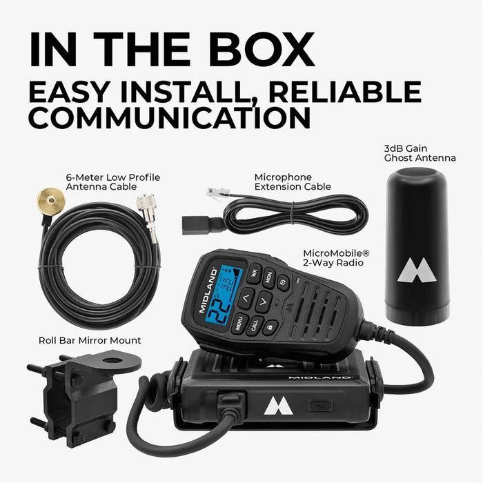 MicroMobile GMRS Two-Way Radio 15W 15 Channels USB-C Integrated Control Mic With Bundle MXT275VP4