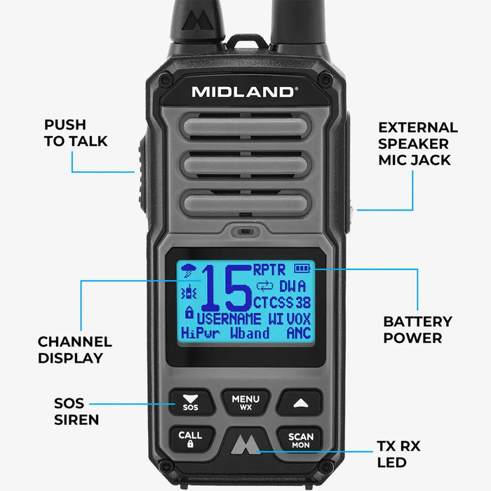 GMRS 5-Watt Walkie Talkie Pro 36 Channels GXT67