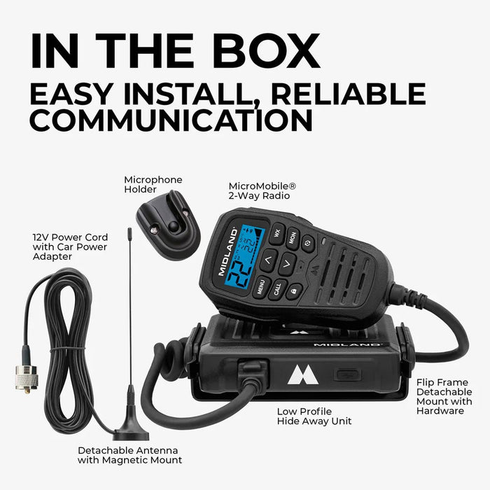 MicroMobile GMRS Two-Way Radio 15W 15 Channels USB-C Integrated Control Mic MXT275