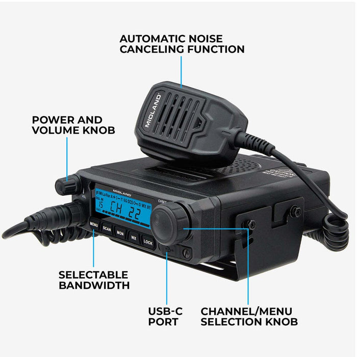 MicroMobile GMRS Two-Way Radio 50W 99 Channels With USB-C MXT500