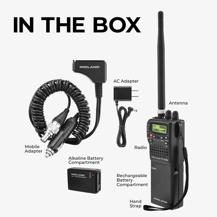 Portable CB Radio 4 Watts 40 Channels with Squelch Control 75-822