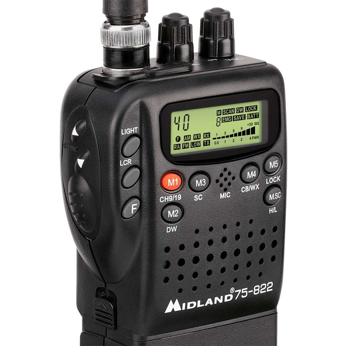 Portable CB Radio 4 Watts 40 Channels with Squelch Control 75-822