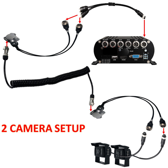 Multi-Cam Tractor Trailer Connector System for up to 4 Cameras