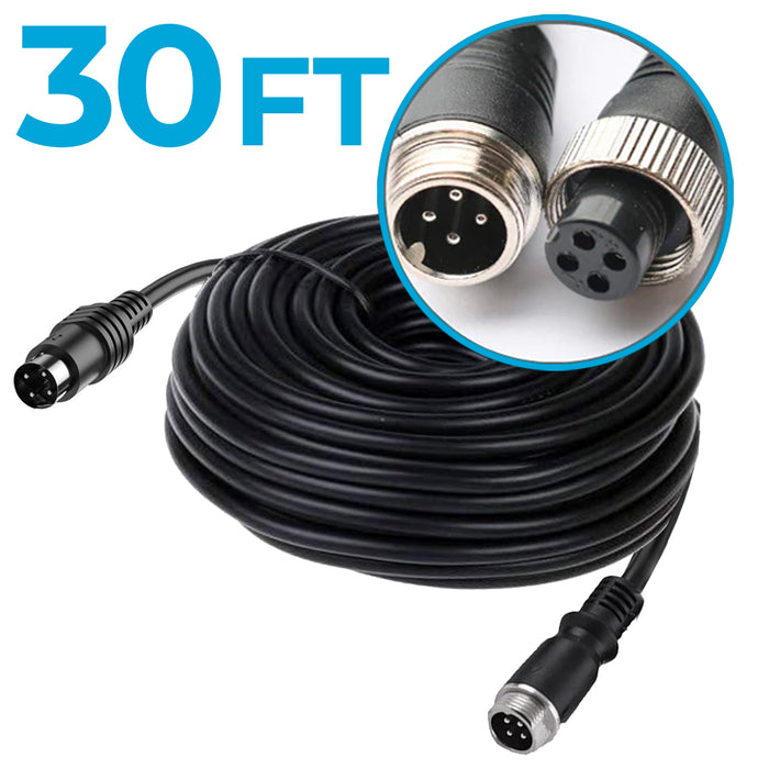 Cable 30 Ft Heavy Duty 4PIN Cable for MDVR/BACKUP Cams