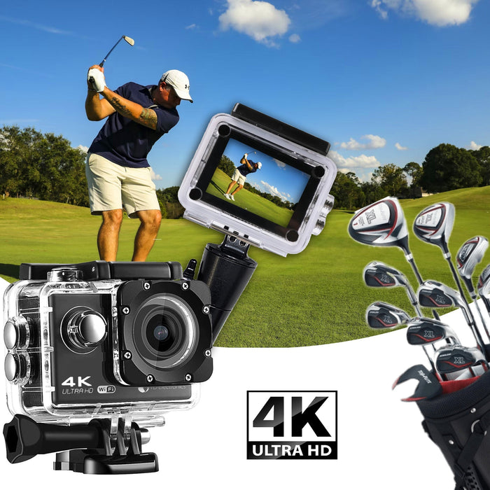 Platinum 4K Sports Cam - Action Cam with 10+ Mounts Included, Long Bat —