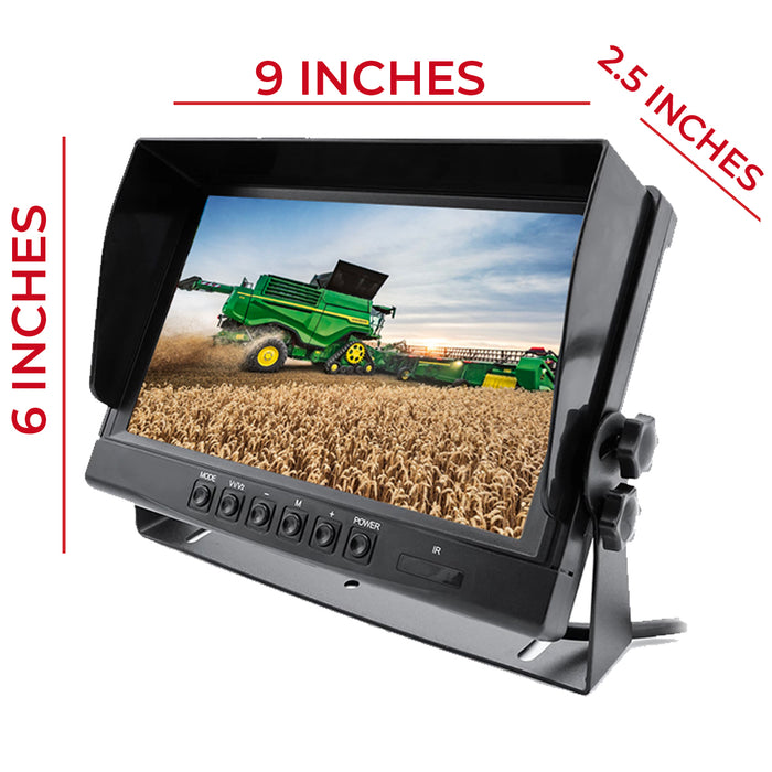 Farming HD Backup 1080P Camera for Agri Industry w/ 9" LCD. Heavy Duty Cam w/ Super Night Vision