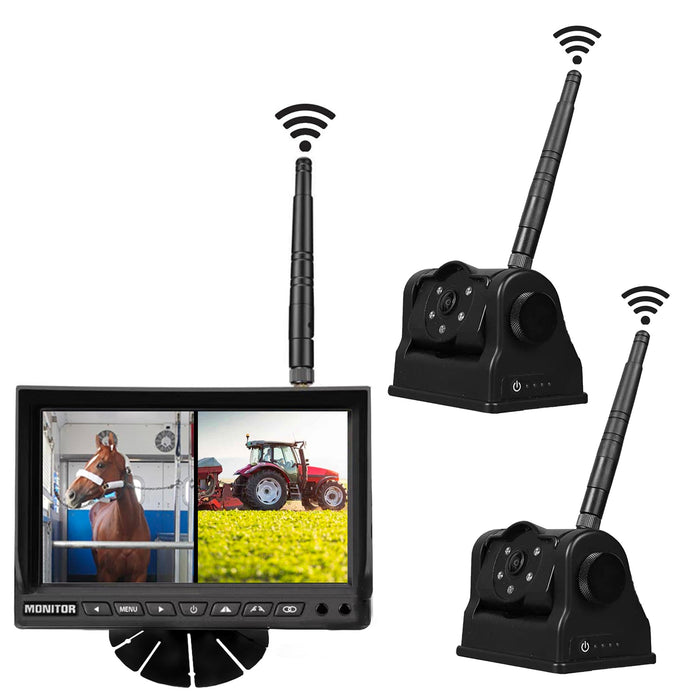 Agri Cam 2 to 4 Camera System with Built-In Battery & Magnet & 7" LCD Monitor! 5 Minute Installation!