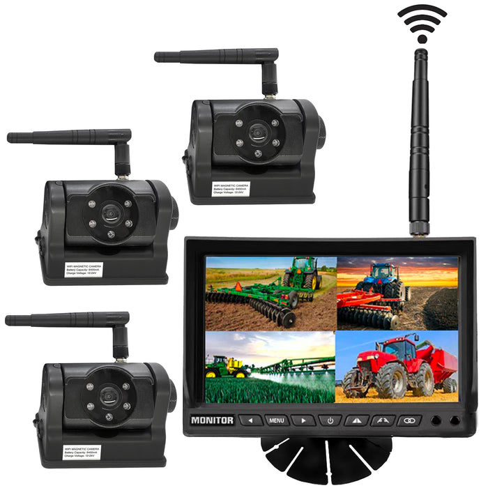 Agri Cam 2 to 4 Camera System with Built-In Battery & Magnet & 7" LCD Monitor! 5 Minute Installation!