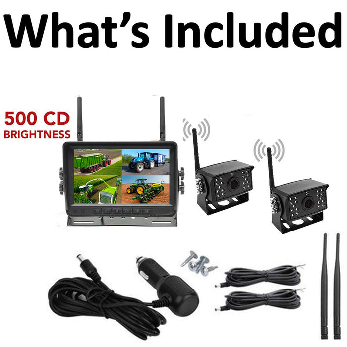 Agri Cam System! 2-4 Cam Wireless Backup Cam with 7inch LCD. HD Cams, up to 4 Cams, Wireless Range 200' Plus