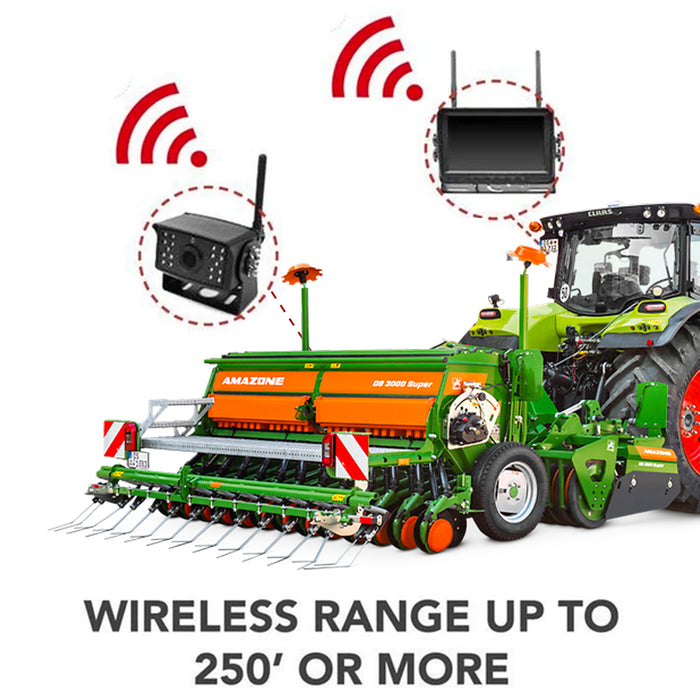 Agri Cam System! 2-4 Cam Wireless Backup Cam with 7inch LCD. HD Cams, up to 4 Cams, Wireless Range 200' Plus