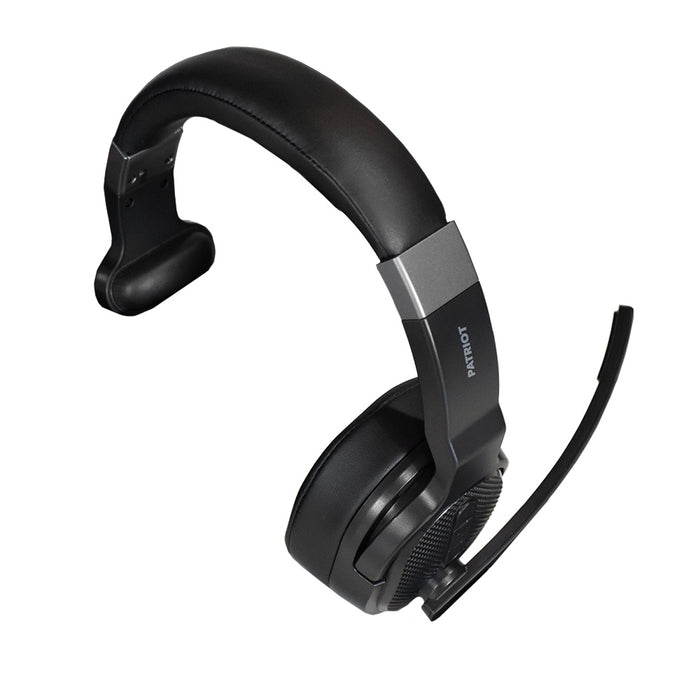 PATRIOT Convertible Bluetooth Over the Head Headset! Single or Dual Ear Stereo Noise Canceling Headset 200ft+ Range