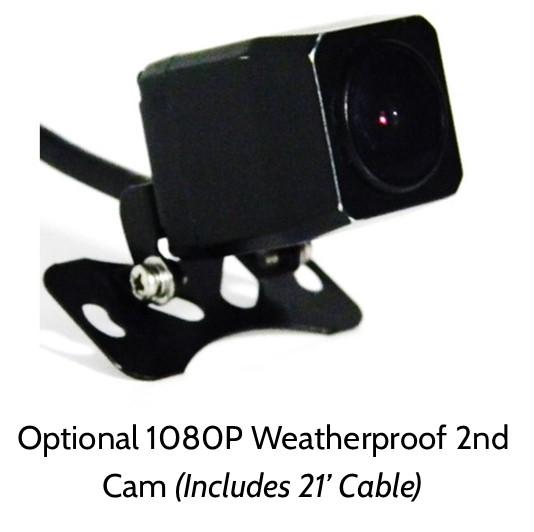 Additional 1080P Waterproof 2nd Cam for Pinnacle 4K WIFI GPS Dashcam