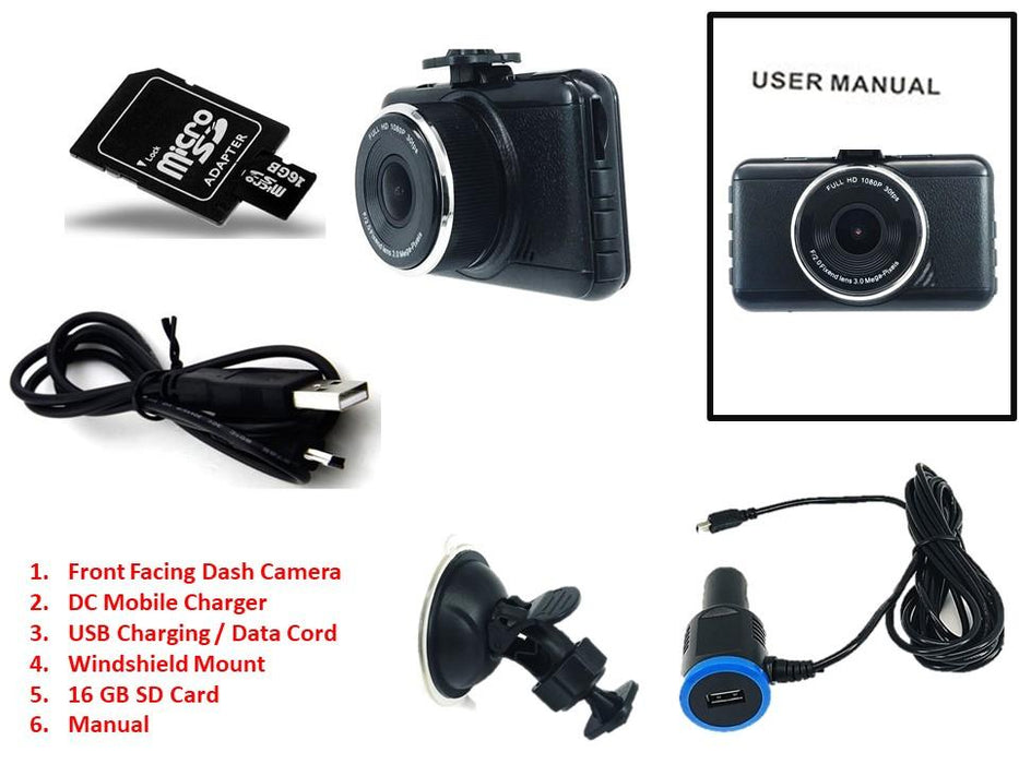 TD PRIME 1296P Single Dash Cam: Wide Angle WDR Front Facing Dash Cam