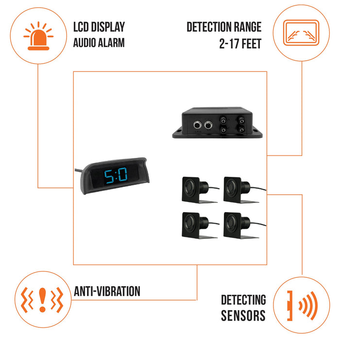 EagleEye Commercial Sensor System - Waterproof Heavy Duty Backup Sensor for Trucks, Equipment and More