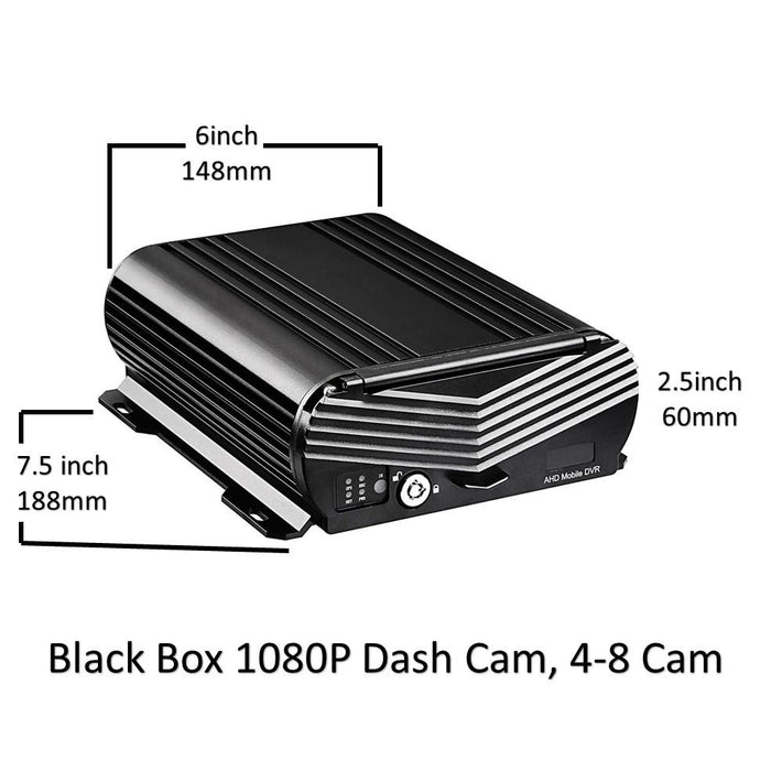 Agri Cam 1080P 3 to 8 Cam MDVR Black Box System w/ 7" LCD with up to 4TB HDD. Tamper-Proof & Heavy Duty System