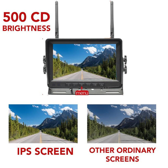 Agri Cam System! 2-4 Cam Wireless Backup Cam with 7inch LCD. HD Cams, up to 4 Cams, Wireless Range 200' Plus