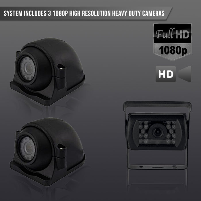 Agri Cam 1080P 3 to 8 Cam MDVR Black Box System w/ 7" LCD with up to 4TB HDD. Tamper-Proof & Heavy Duty System