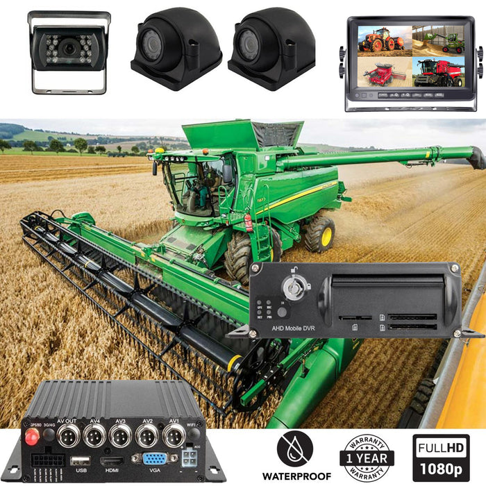 Agri Cam 1080P 2-4 Cam MDVR Black Box System w/ 7" LCD. Tamper-Proof & Heavy Duty System