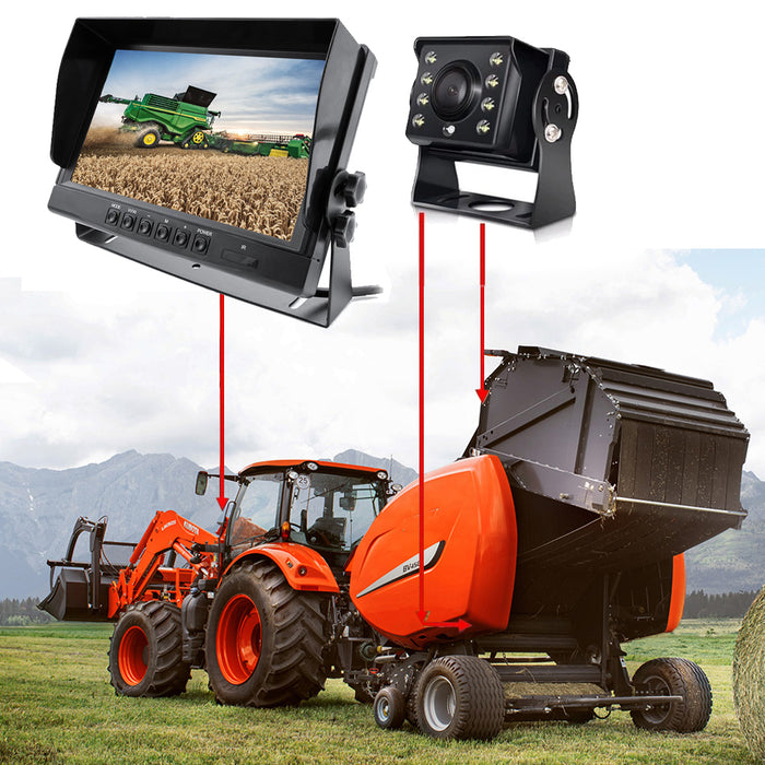 Farming HD Backup 1080P Camera for Agri Industry w/ 9" LCD. Heavy Duty Cam w/ Super Night Vision