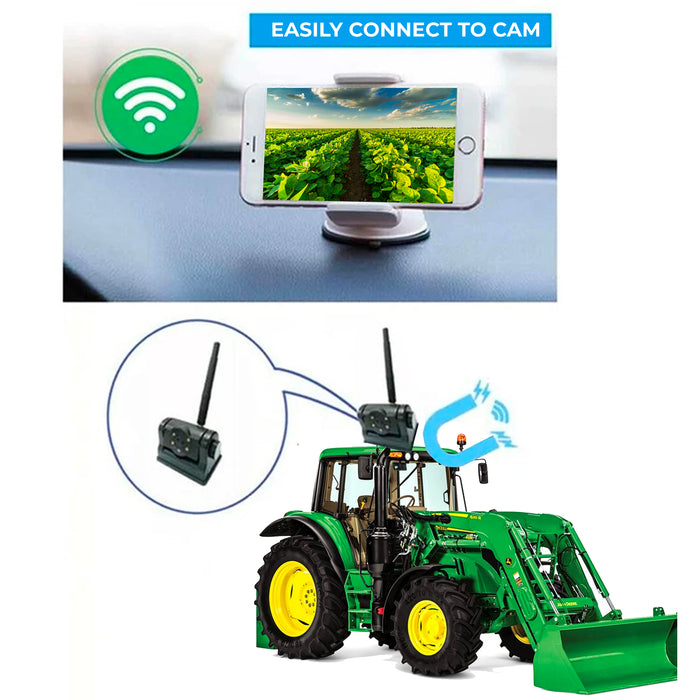 Agri Cam Heavy Duty WIFI Backup Cam w/ Built-In Battery & Magnet, perfect for Tractors & Ag Equipment