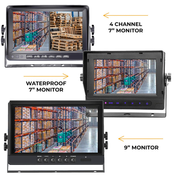Forklift Flood Work Light 1080P Camera System w/ 7" LCD - Light Up Any Work/Dark AREA with 100+ IR Range