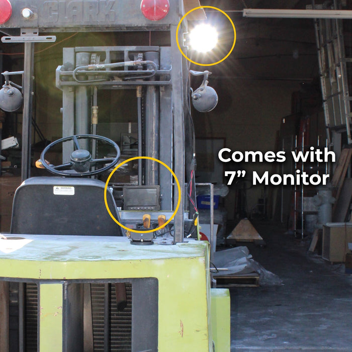 Forklift Flood Work Light 1080P Camera System w/ 7" LCD - Light Up Any Work/Dark AREA with 100+ IR Range