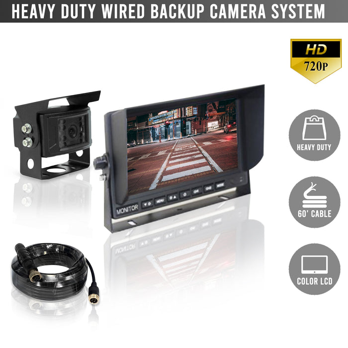 DISCONTINUED Wired Heavy Duty 720P Backup Camera System with 7" LCD! Optional 2nd Cam Available!