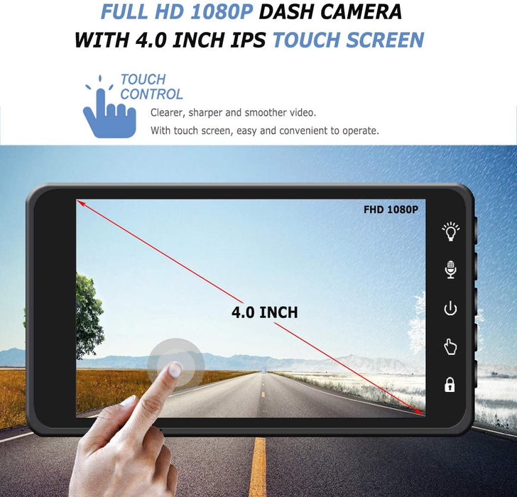 Prime Gold Dual DVR Dash Cam with Touch Screen - 4th Gen 2 Cam System